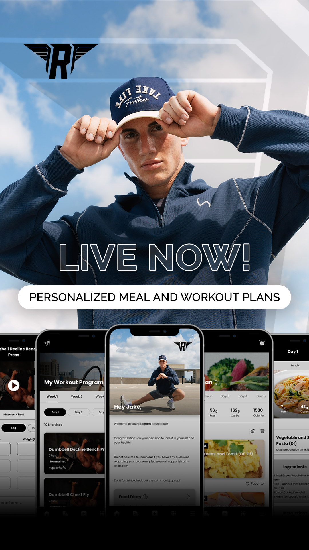 Rathletics App - Personalized Meal and Workout Plans Interface